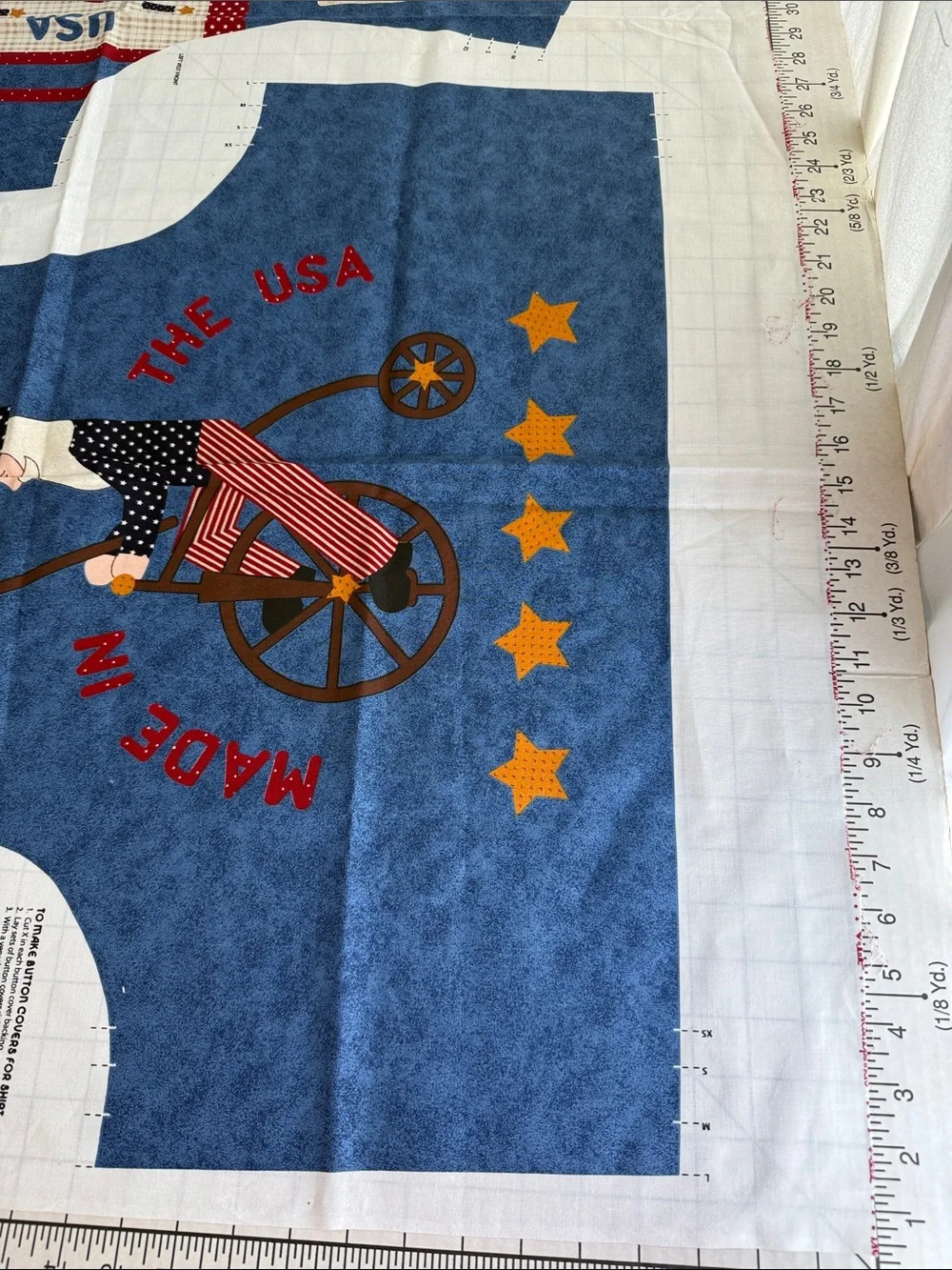 Vintage DreamSpinners Americana Vest Fabric Panel Uncut Patriotic Sewing Project